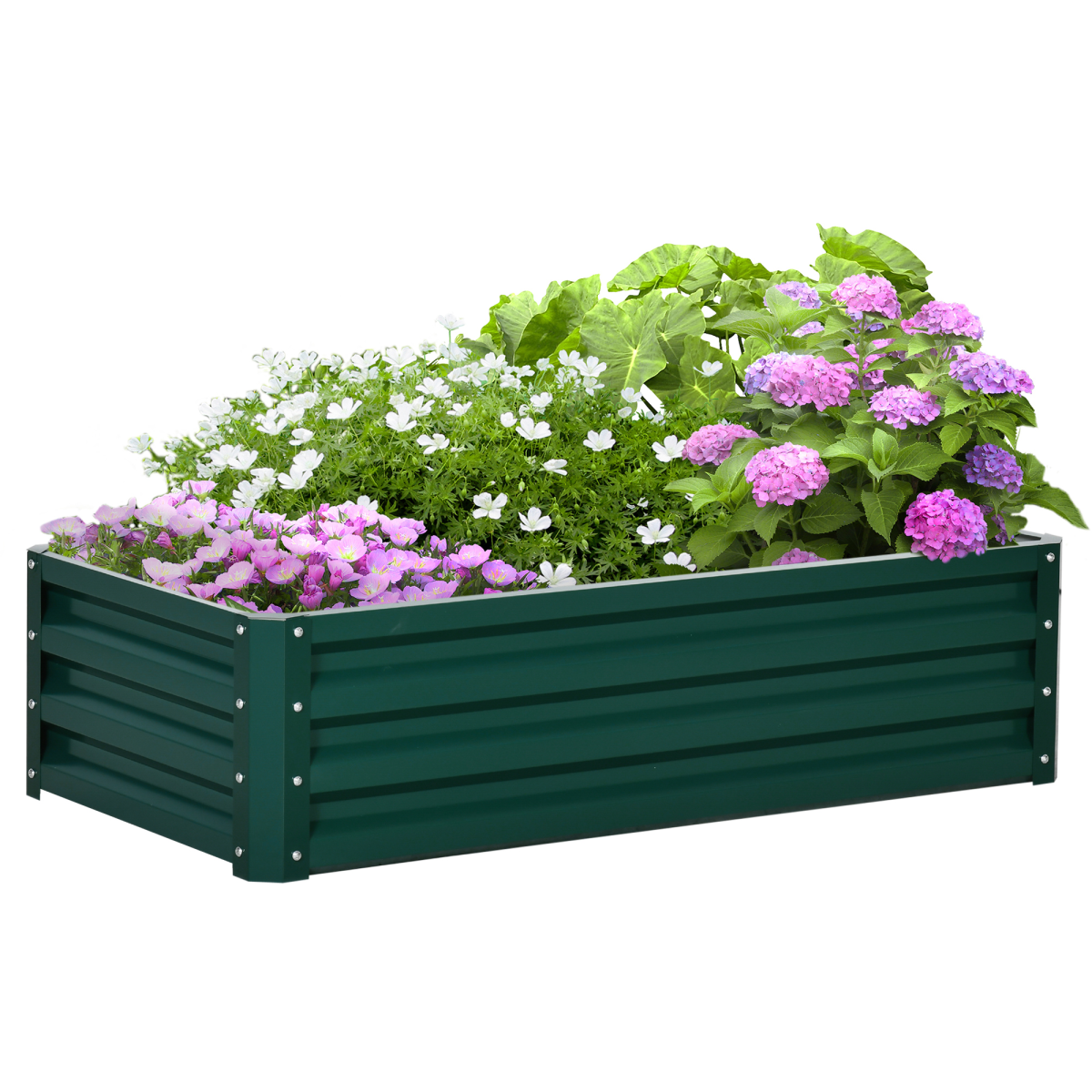 Raised Garden Bed Steel Planter Growing Box for Vegetables Flowers Green