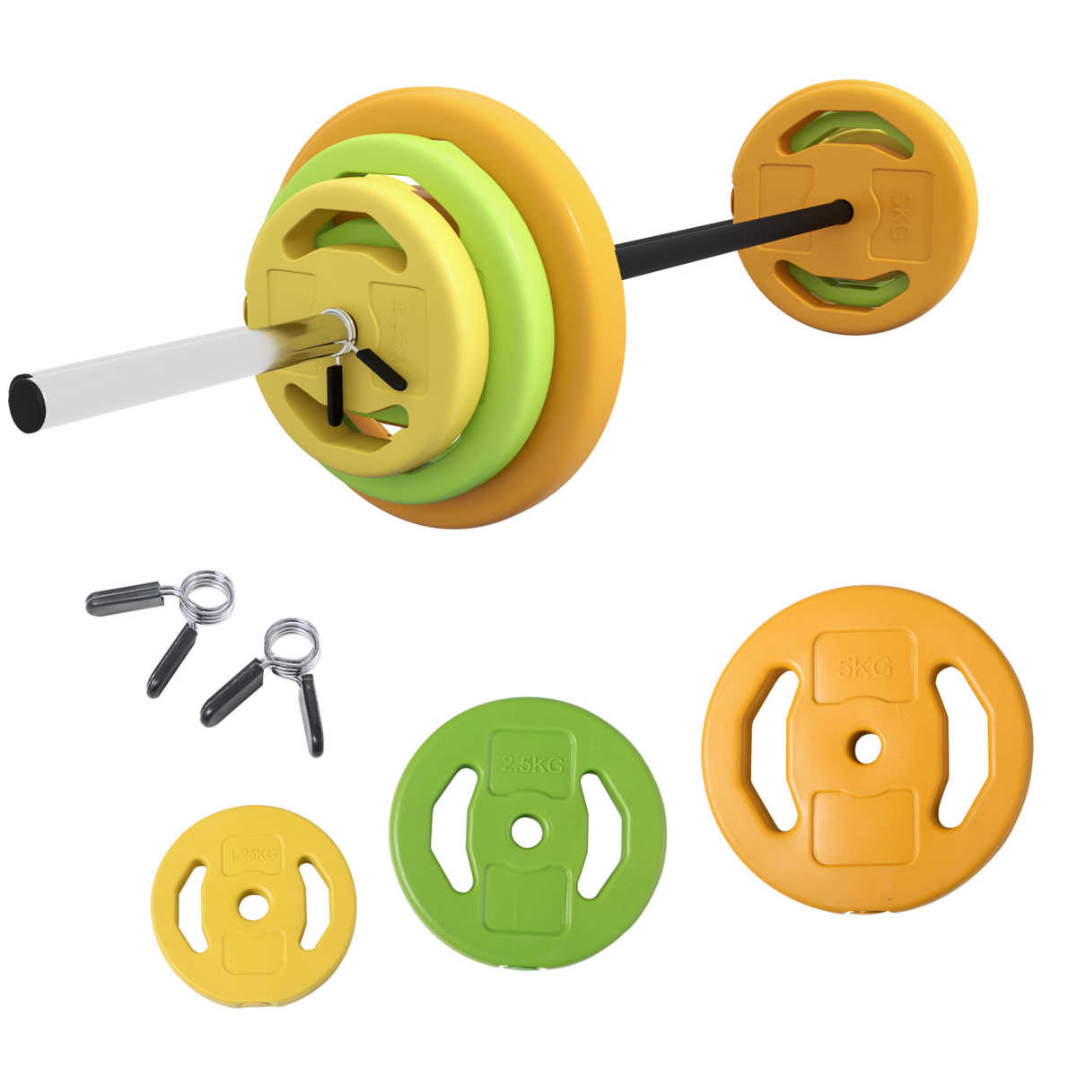 HOMCOM 20kg Weights Barbell Set with Non-slip Handle for Strength Training