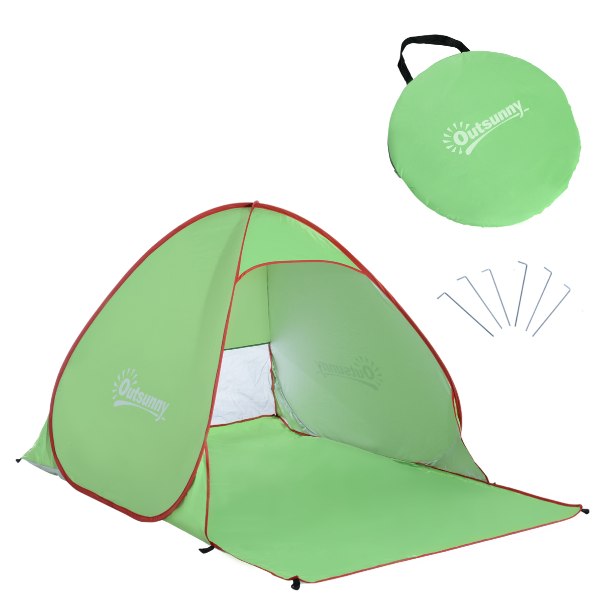 Beach Tent Instant Camping Pop up Tent Sun Shade Shelter, Green Outsunny