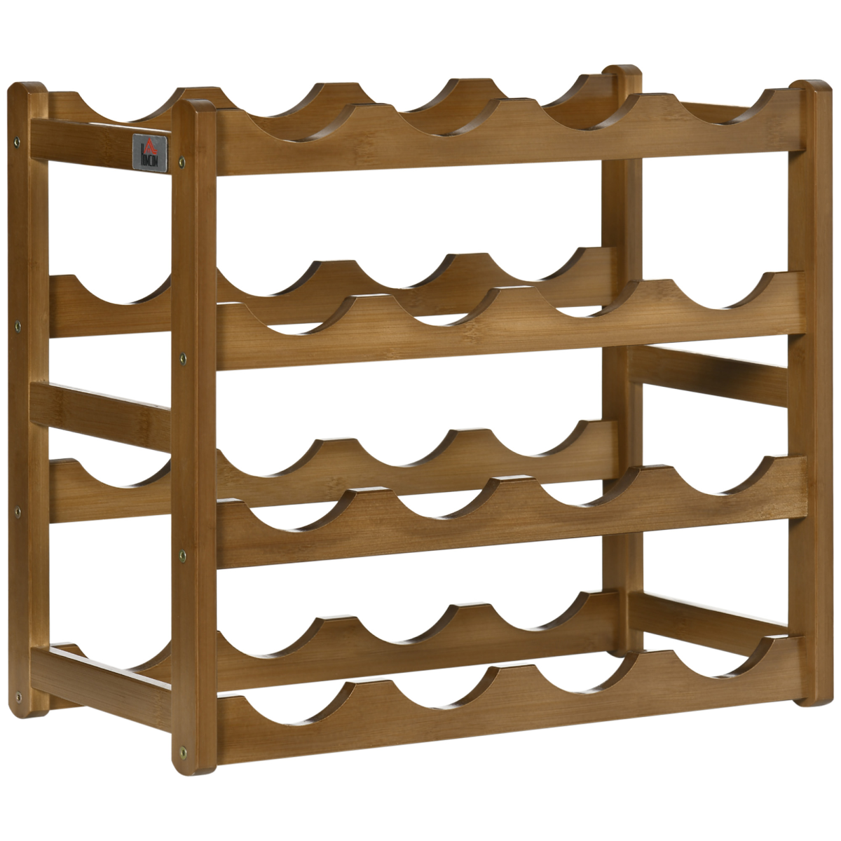 Bamboo Wine Rack 16 Bottles, 4-tier Display Storage Shelves for Countertop