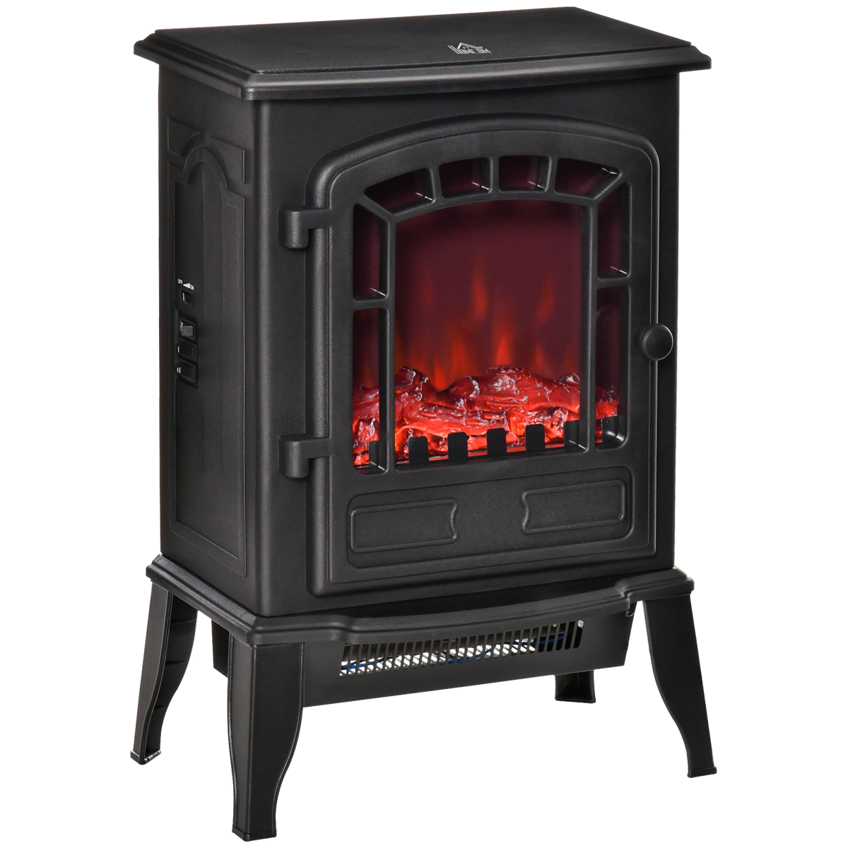 Free standing Electric Fireplace Stove Flame Effect Overheat Safety Protectio