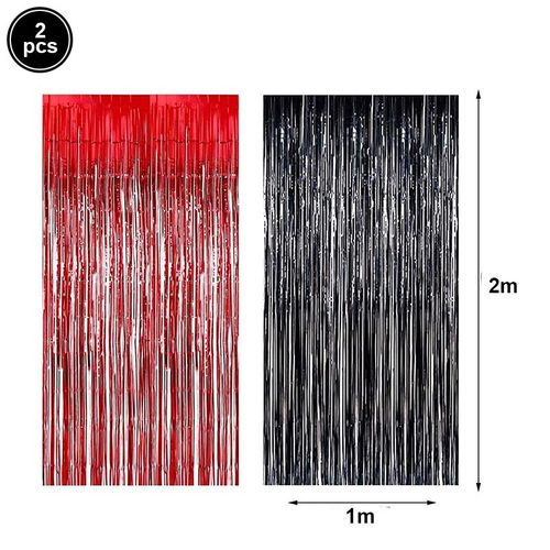 Casino Party Curtain Red & Black Foil for Event Decor - Sequin Backdrop