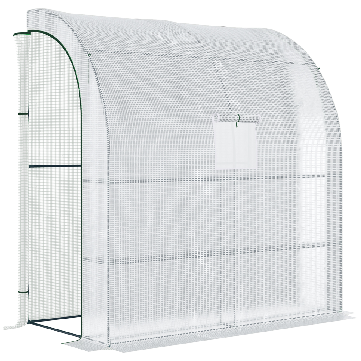 Walk-In Leanto Greenhouse Windows Doors 2 Tiers 4 Shelves 200x100x213cm White