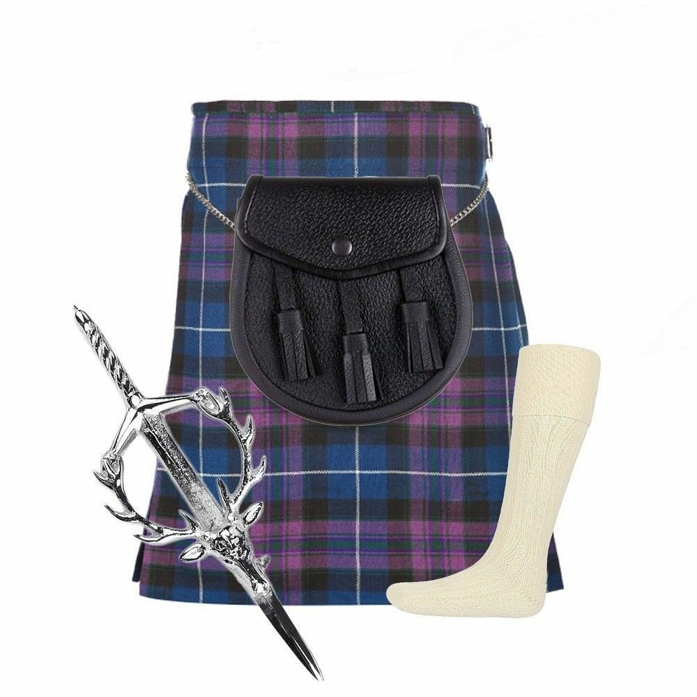 Men's Pride Of Scotland 8 Yard Highland Tartan Kilt 4 Pcs Set