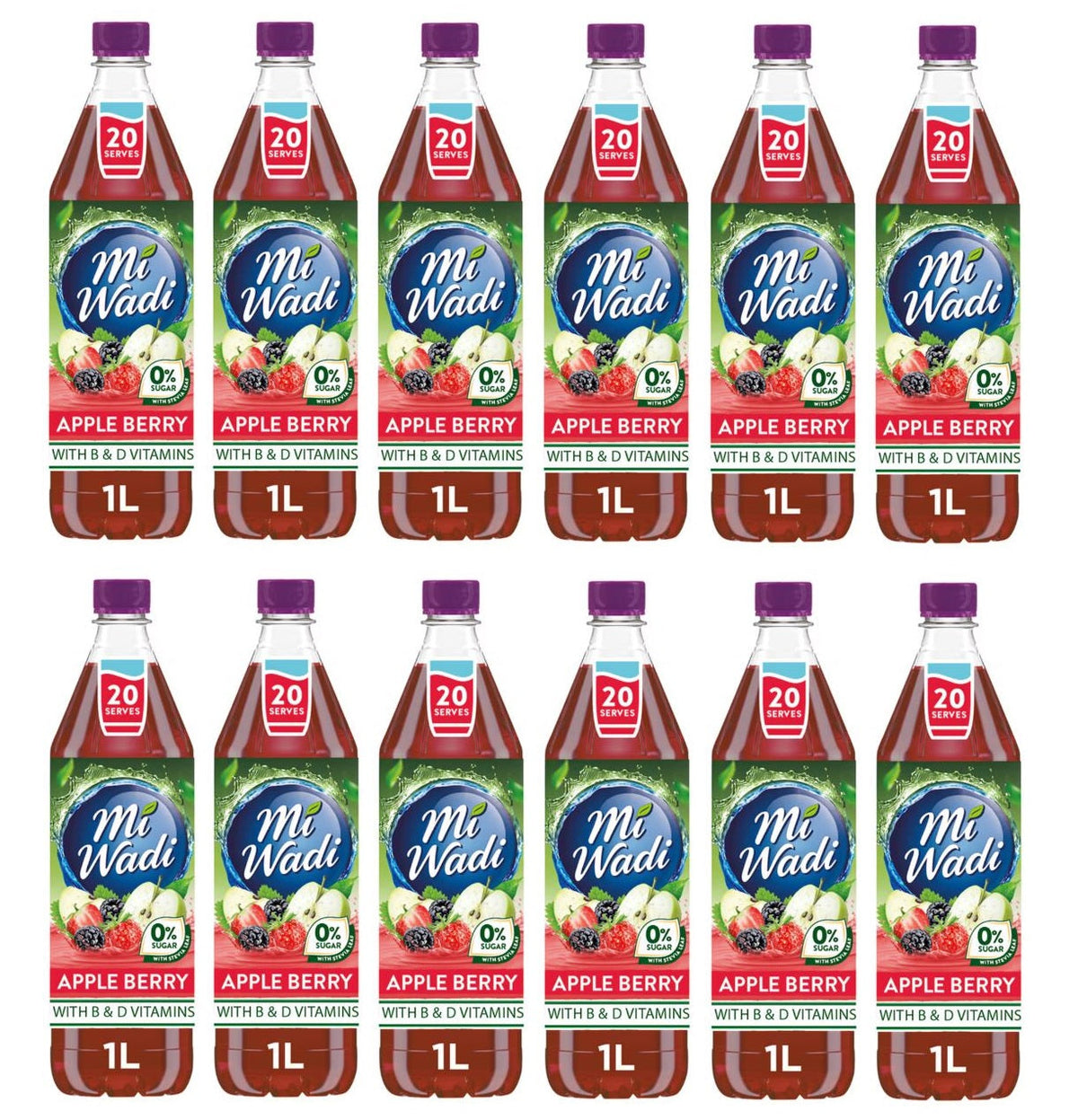 12 x Mi Wadi Zero 0% Apfel-Beere 1L