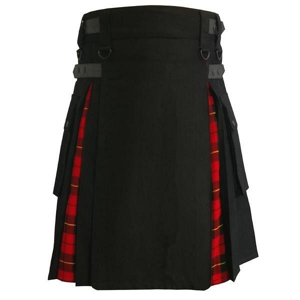 Modern Hybrid Custom fabric 2abdc7 Black Cotton Utility Kilt For Men