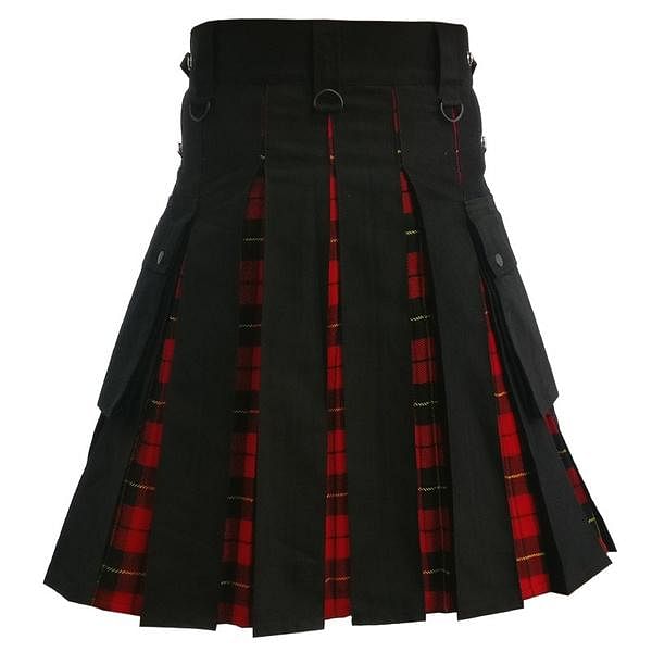 Modern Hybrid Custom fabric 2abdc7 Black Cotton Utility Kilt For Men
