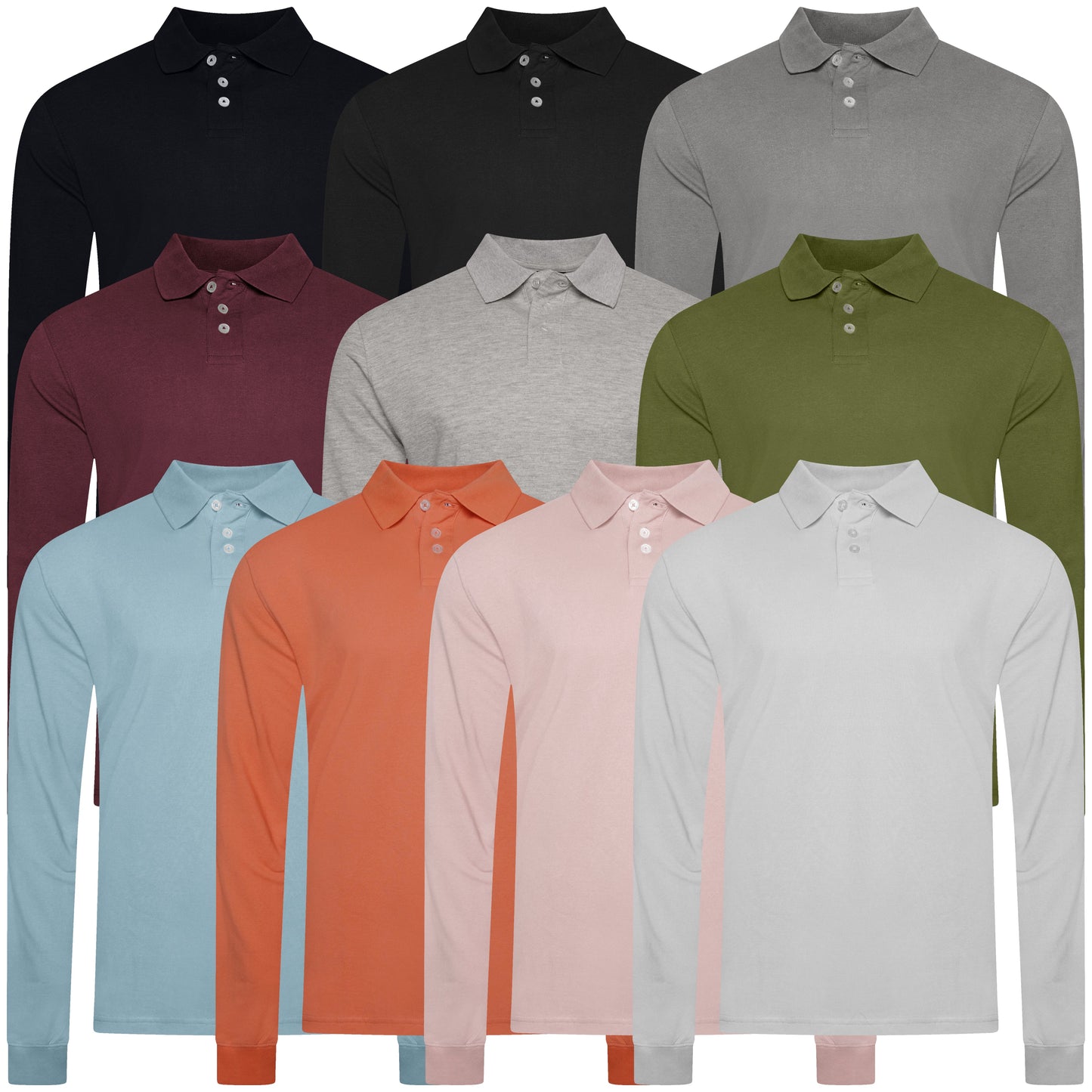 Evryone Men's Long Sleeve Polo Shirt | Regular Fit | S–2XL