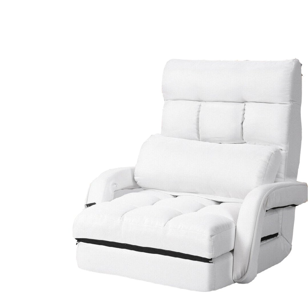 Adjustable Folding Floor Lazy Chair with Pillow-Blue