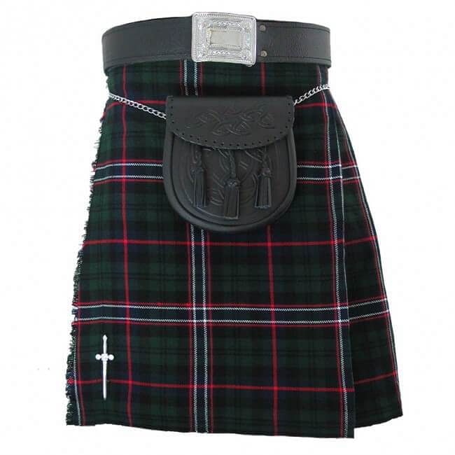 National Scottish Tartan Traditional Scottish Men's Kilt Outfit Pin, Buckle, Belt, Sporran