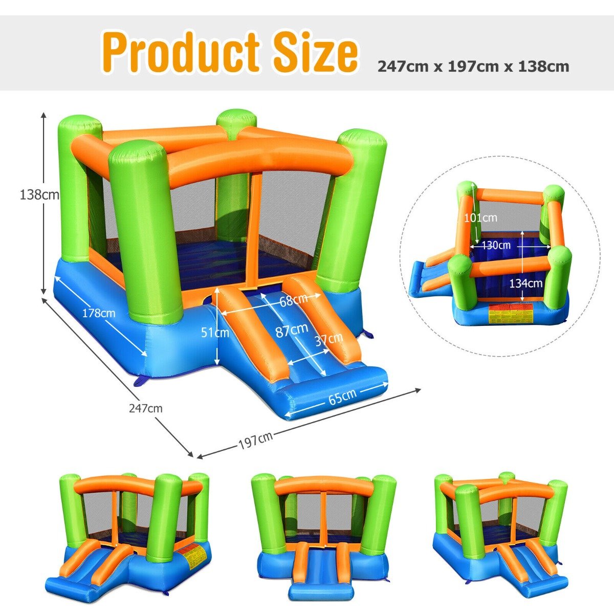Kids Cute Castle with Slide and Carrying Bag