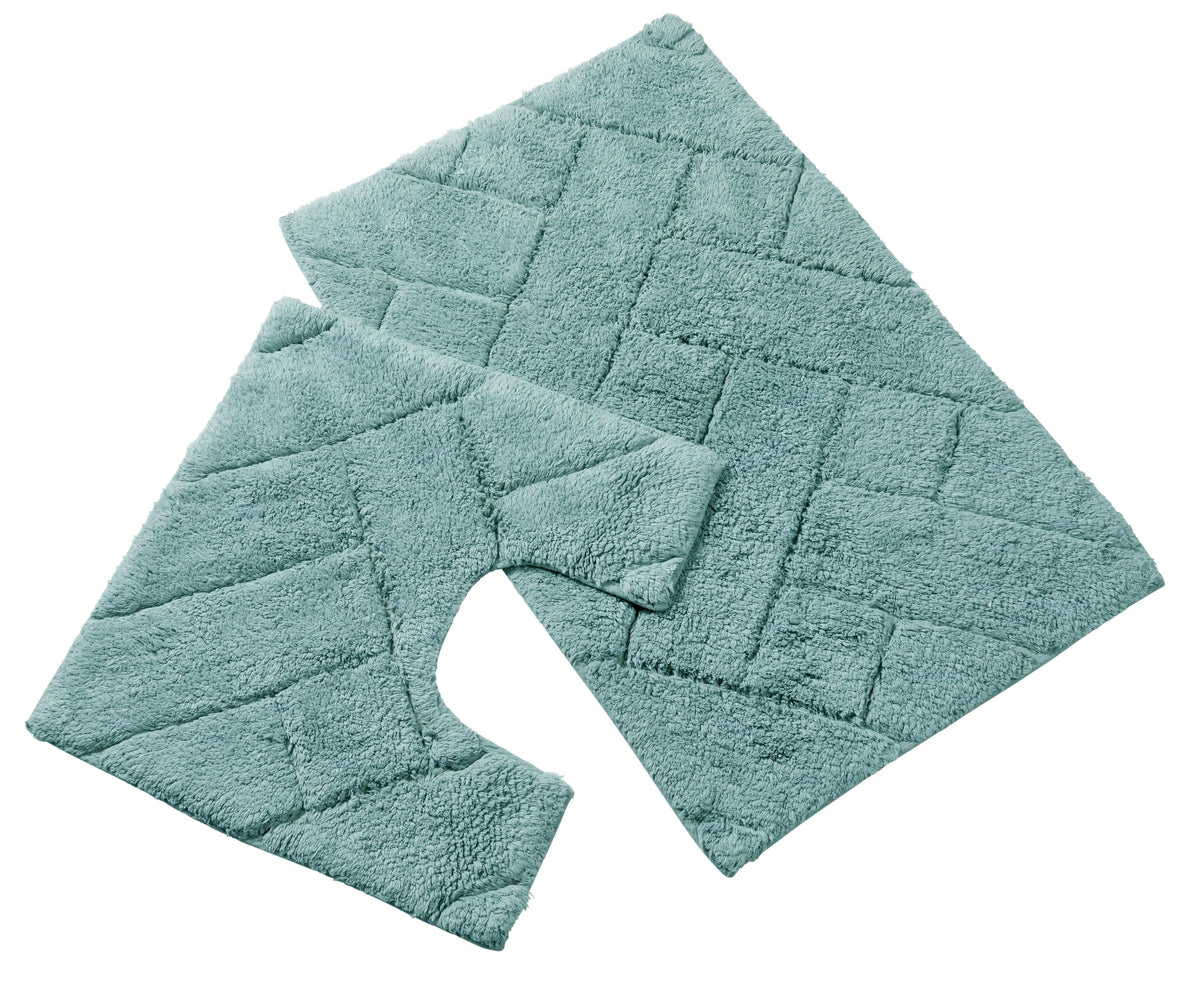 Bali Bath Mat And Pedestal Set | Super Absorbent | Non-Slip | Machine Washable | 100% Cotton