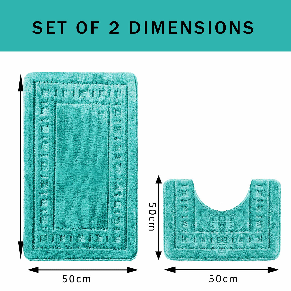 OLIVIA ROCCO Miami 2 Piece Duck Egg Bath Mat And Pedestal Set Non Slip Soft And Absorbent