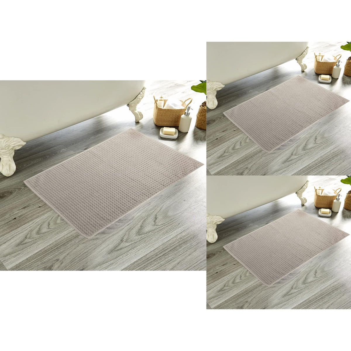 OLIVIA ROCCO Pack Of 3 Luxe Ultra-Soft Deep Cotton Pile Bathmats Eco-Friendly Absorbent