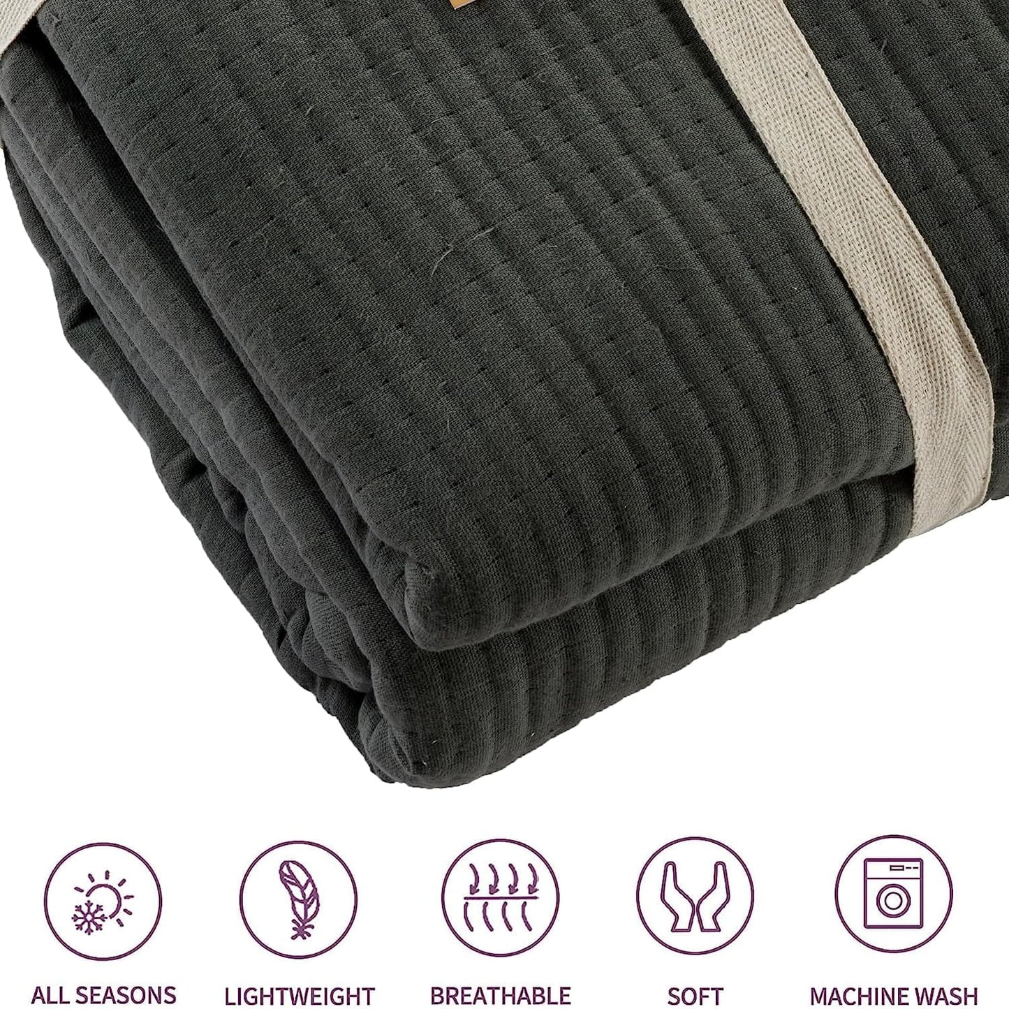 OLIVIA ROCCO Hotel Collection Quilted Bedspread | 240x260 cm | 100% Sustainable Cotton | White & Grey