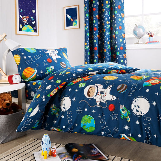 OLIVIA ROCCO Space Explorer Kids Duvet Cover Set | 100% Microfibre | Single & Double | With Pillowcase | Easy-Care