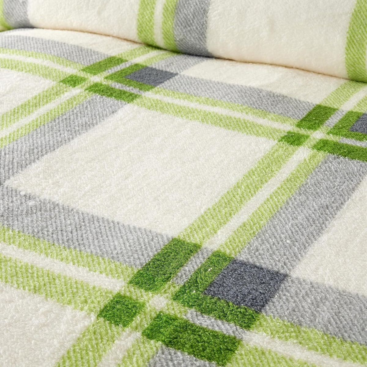 OLIVIA ROCCO Orkney Check Fleece Duvet Set Grey Green Easy Care Wrinkle Resistant