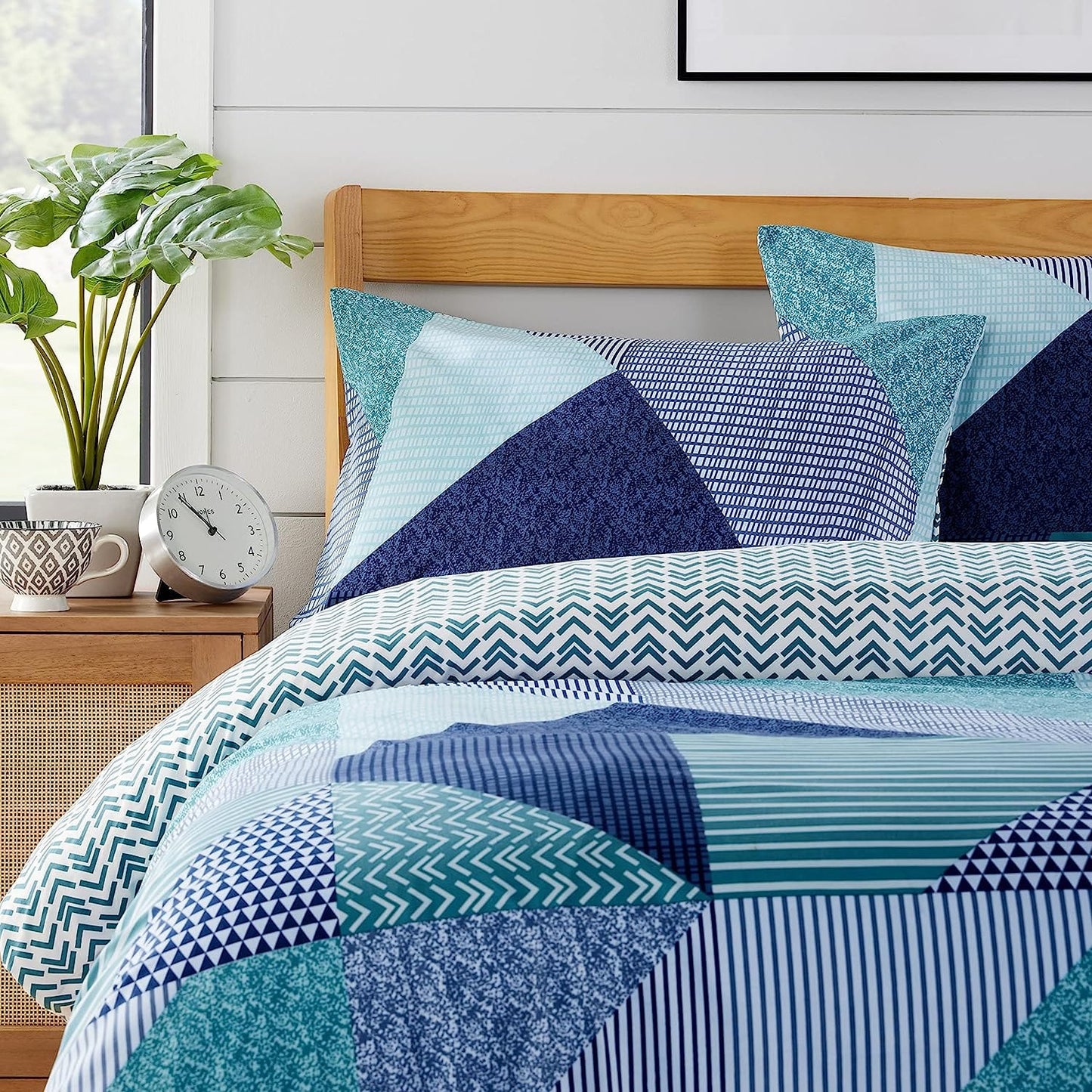 OLIVIA ROCCO Jasper Teal Printed Duvet Cover Set | Easy Care | Button Closure | Hotel-Style Bedding