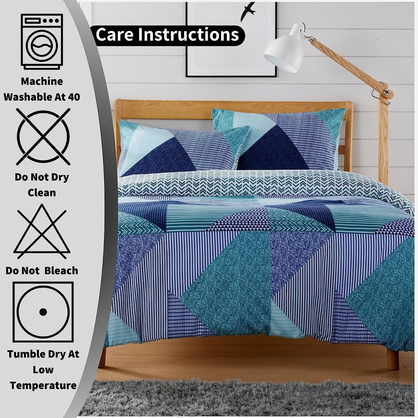 OLIVIA ROCCO Jasper Teal Printed Duvet Cover Set | Easy Care | Button Closure | Hotel-Style Bedding