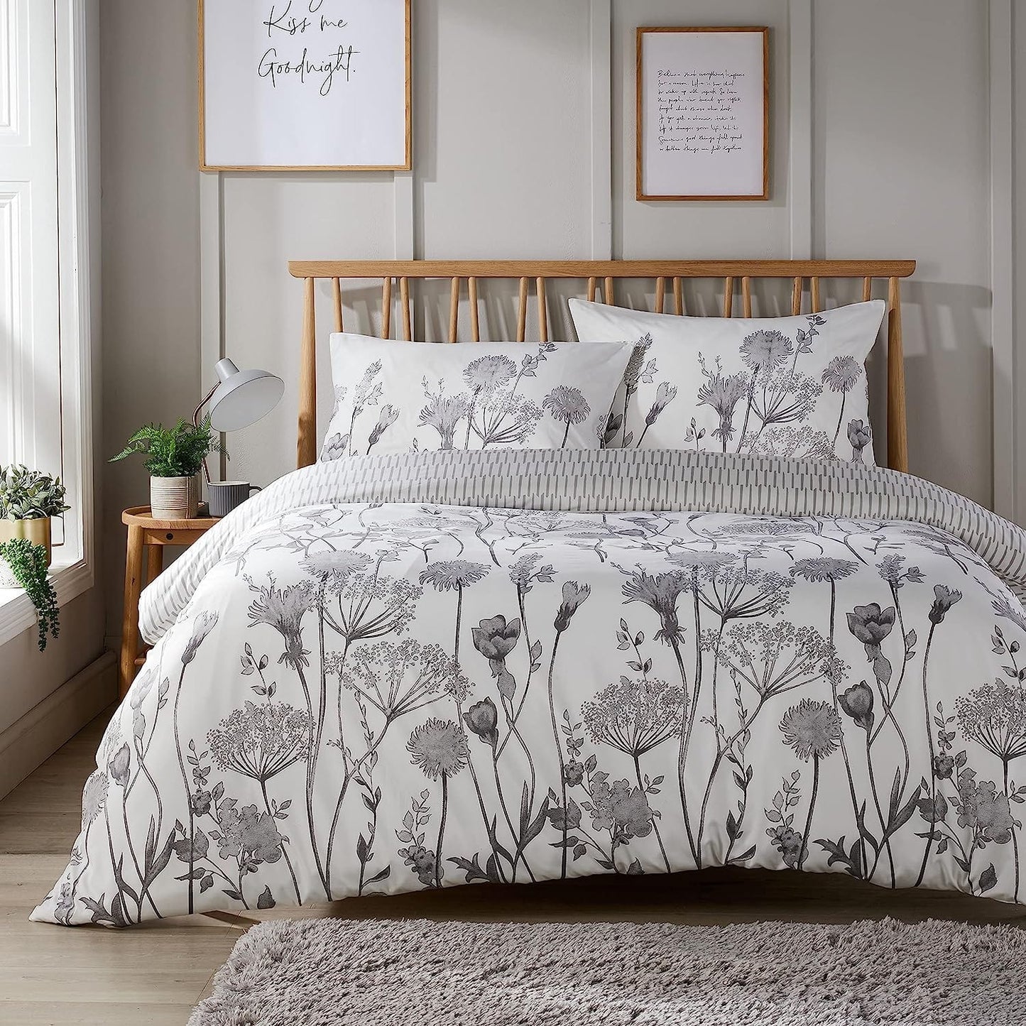 OLIVIA ROCCO Meadow Grey Reversible Duvet Cover Set | Breathable Microfibre | Hotel-Style Bedding