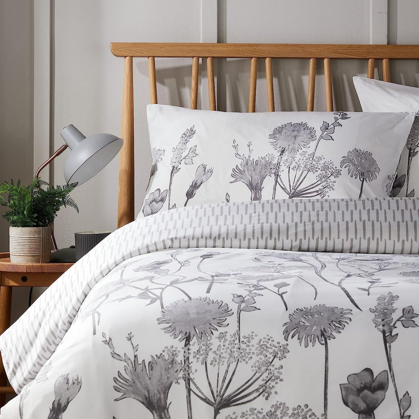 OLIVIA ROCCO Meadow Grey Reversible Duvet Cover Set | Breathable Microfibre | Hotel-Style Bedding