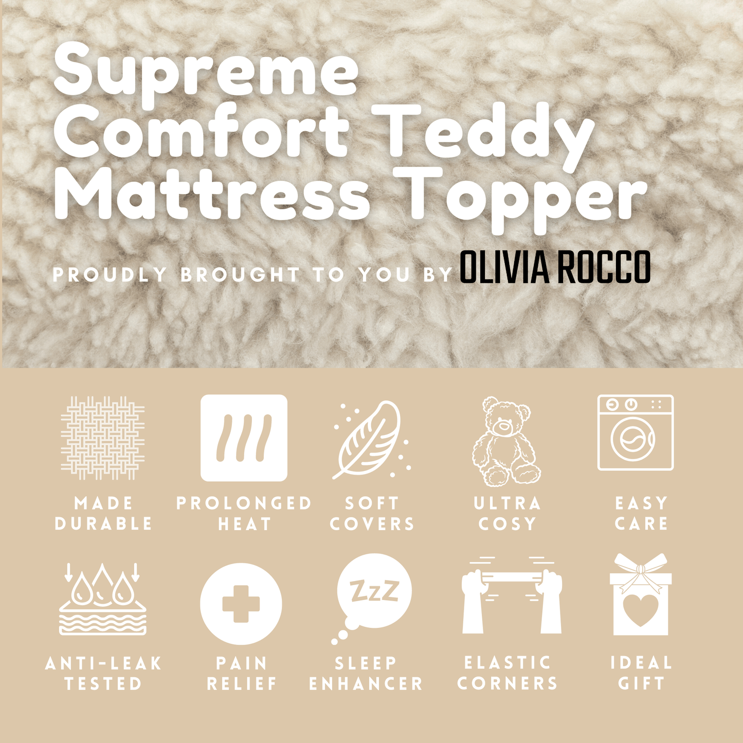 Mattress Topper Supreme Comfort Extra Deep Dual Sided Fluffy Teddy