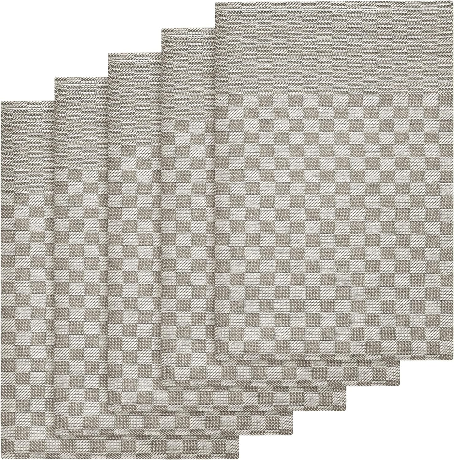 Pack of 5 Large 100% Cotton Tea Towels | Quick Dry | Classic Check Pattern | 90 x 50 cm