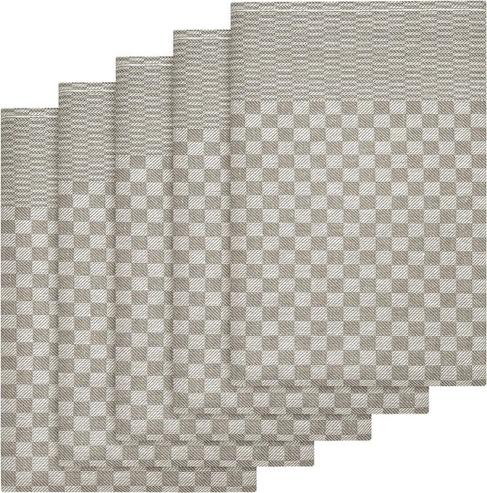 Pack of 5 Large 100% Cotton Tea Towels | Quick Dry | Classic Check Pattern | 90 x 50 cm