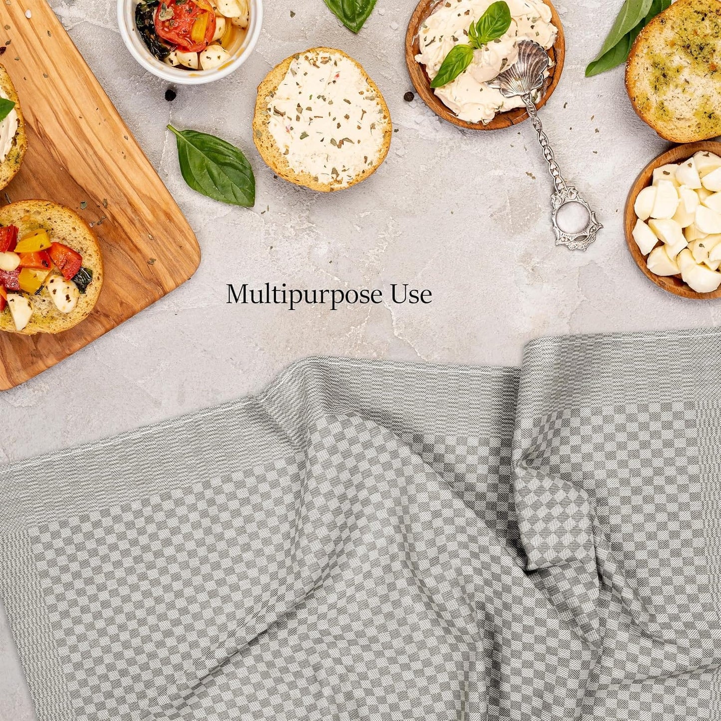 Pack of 5 Large 100% Cotton Tea Towels | Quick Dry | Classic Check Pattern | 90 x 50 cm