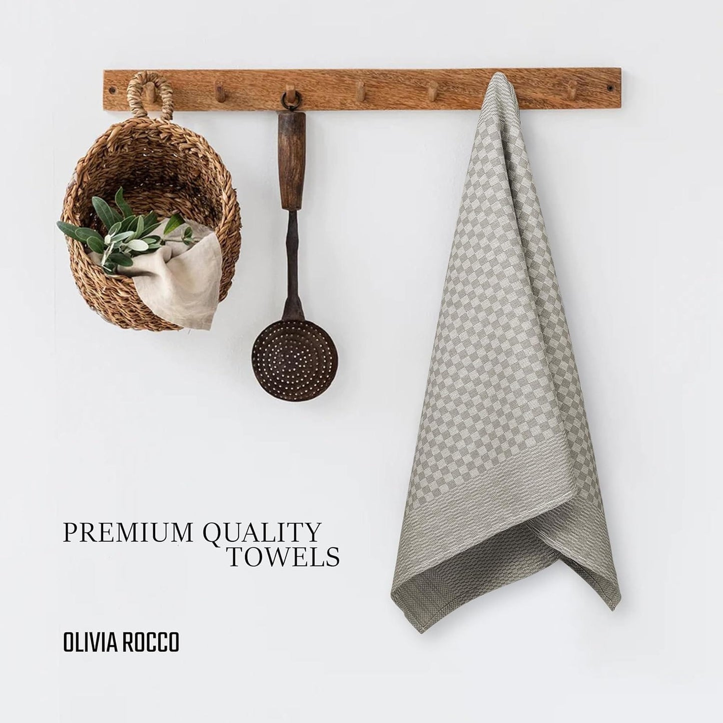 Pack of 5 Large 100% Cotton Tea Towels | Quick Dry | Classic Check Pattern | 90 x 50 cm