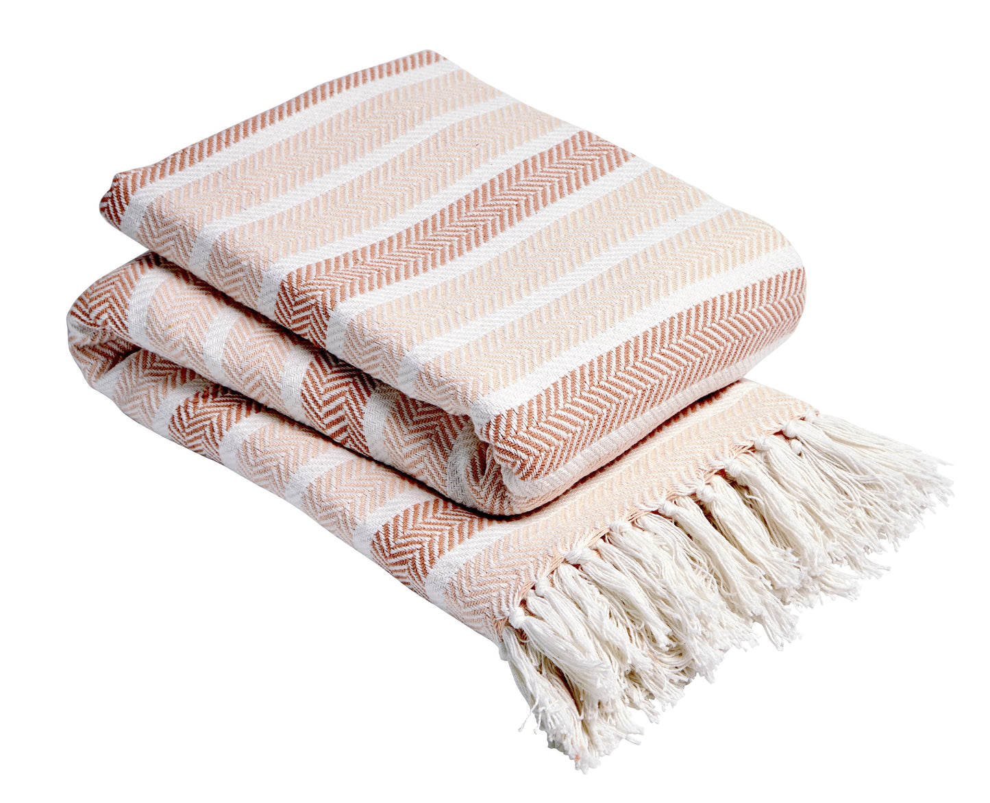 Striped Handwoven Pure Cotton Throw Blanket with Tassels | Eco-Friendly | 3 Sizes | 4 Colours