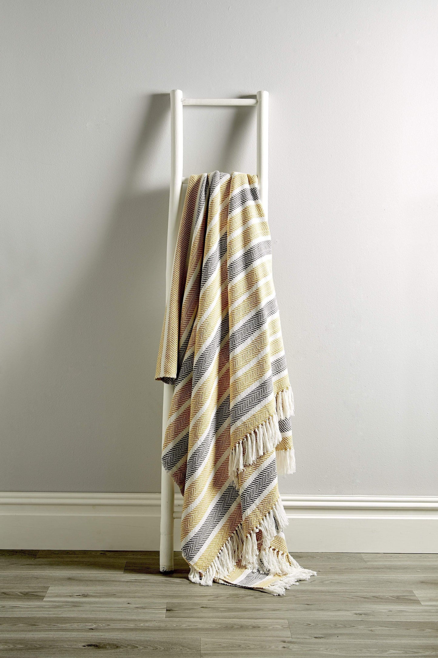 Striped Handwoven Pure Cotton Throw Blanket with Tassels | Eco-Friendly | 3 Sizes | 4 Colours