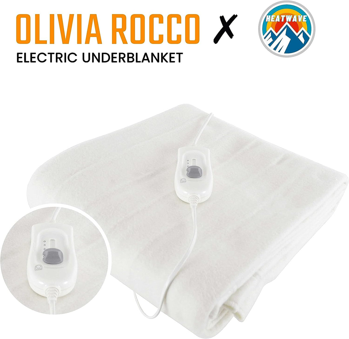 OLIVIA ROCCO Electric Heated Underblanket With 3 Heat Settings Overheat Protection Sizes