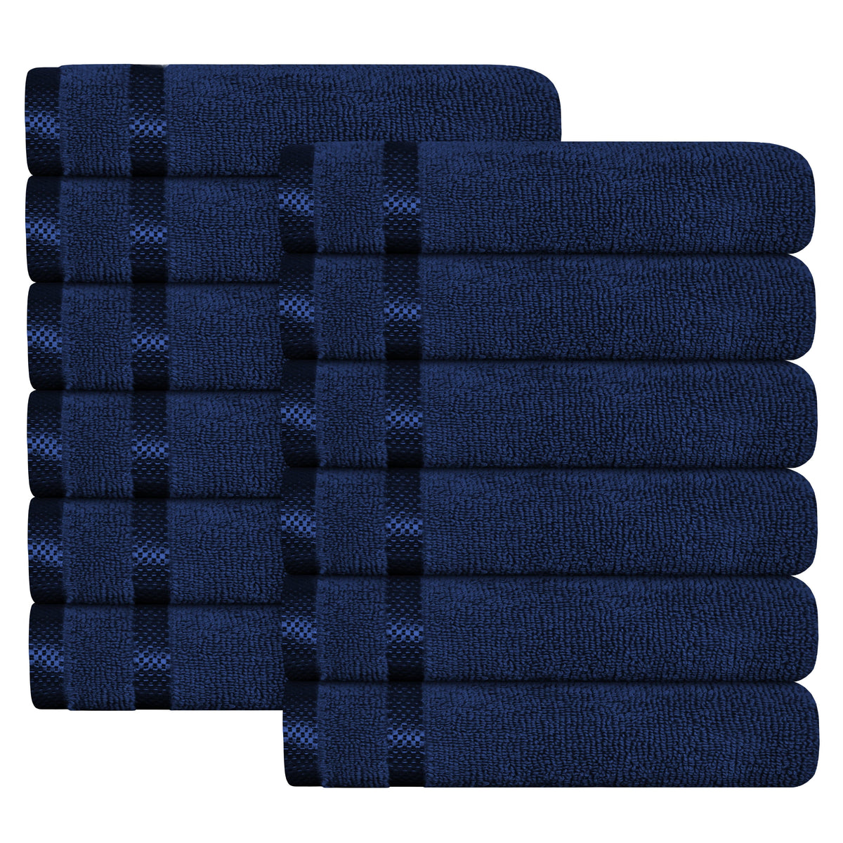OLIVIA ROCCO Belmont Viscose Stripe Royal Blue Towels 100% Cotton Hotel Quality 10 Piece