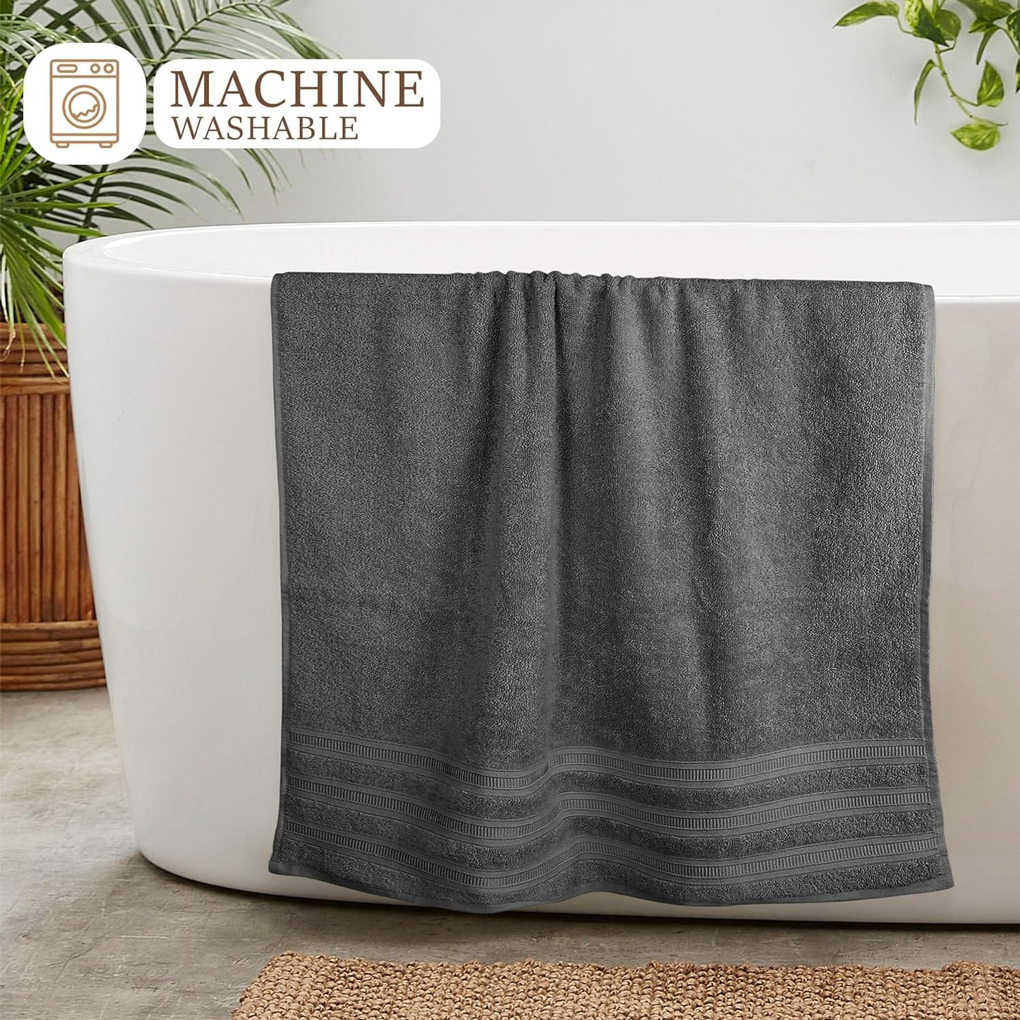 OLIVIA ROCCO Ritz Collection Viscose Stripe Towels | 100% Cotton | Super Soft & Highly Absorbent | 2 Pk Bath Sheet or 8 Piece Bale