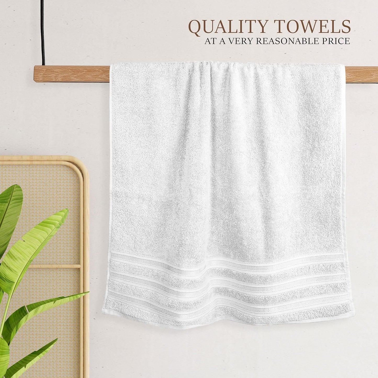 OLIVIA ROCCO Ritz Collection Viscose Stripe Towels | 100% Cotton | Super Soft & Highly Absorbent | 2 Pk Bath Sheet or 8 Piece Bale