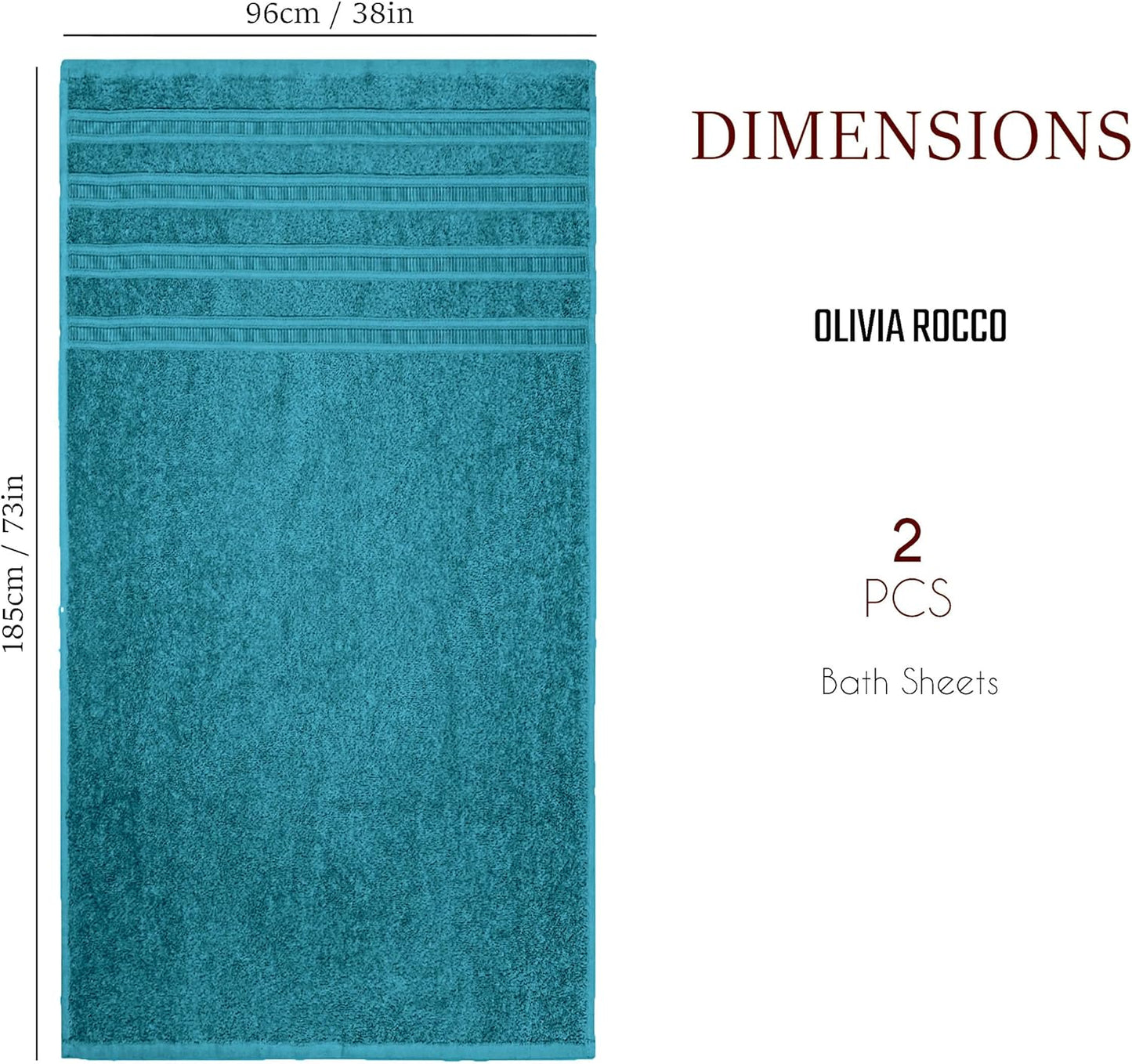 OLIVIA ROCCO Ritz Collection Viscose Stripe Towels | 100% Cotton | Super Soft & Highly Absorbent | 2 Pk Bath Sheet or 8 Piece Bale