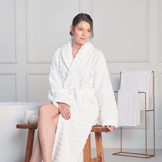 Hydro Ribbed Hooded Bath Robe | 100% Cotton | Unisex | With Pockets & Belt | S-M & L-XL | 4 Colours