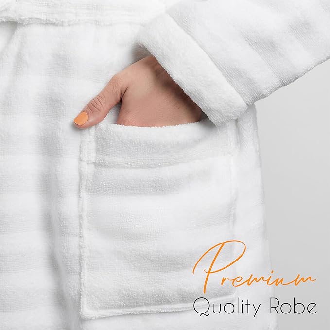 Hydro Ribbed Hooded Bath Robe | 100% Cotton | Unisex | With Pockets & Belt | S-M & L-XL | 4 Colours