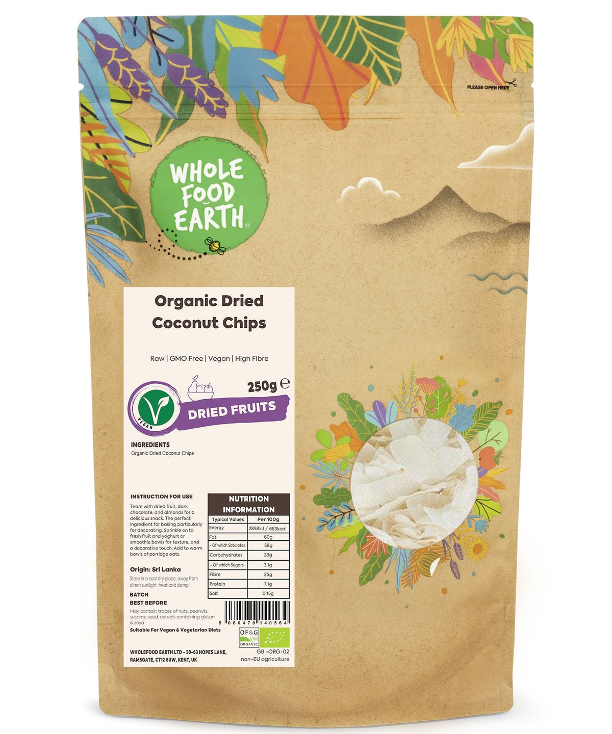 Bio-Kokoschips, getrocknet