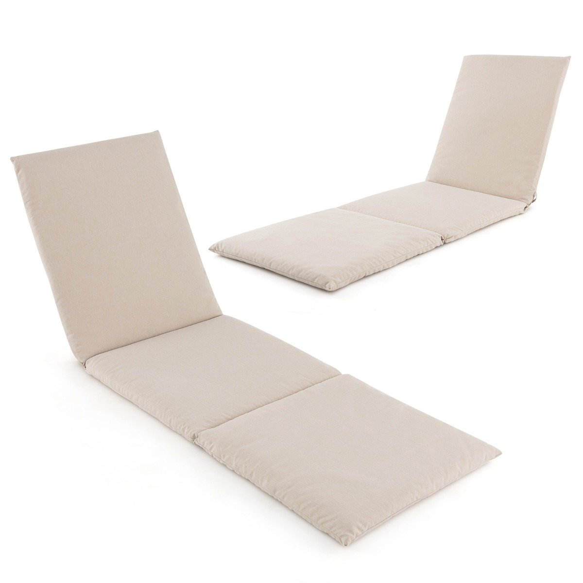 Folding Outdoor Chaise Lounge Cushion Patio Furniture Pad with Straps-Red-1 Piece
