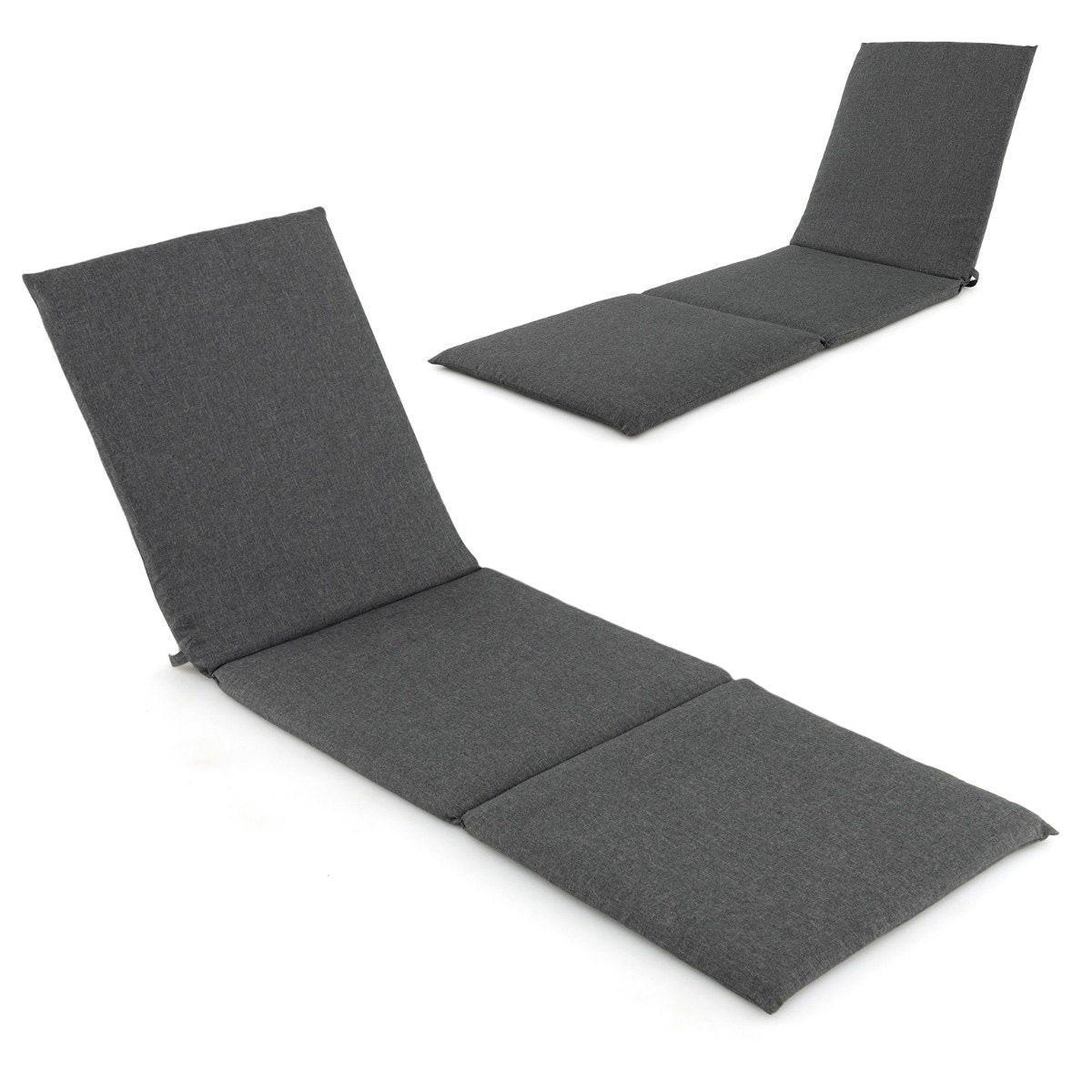 Folding Outdoor Chaise Lounge Cushion Patio Furniture Pad with Straps-Red-1 Piece