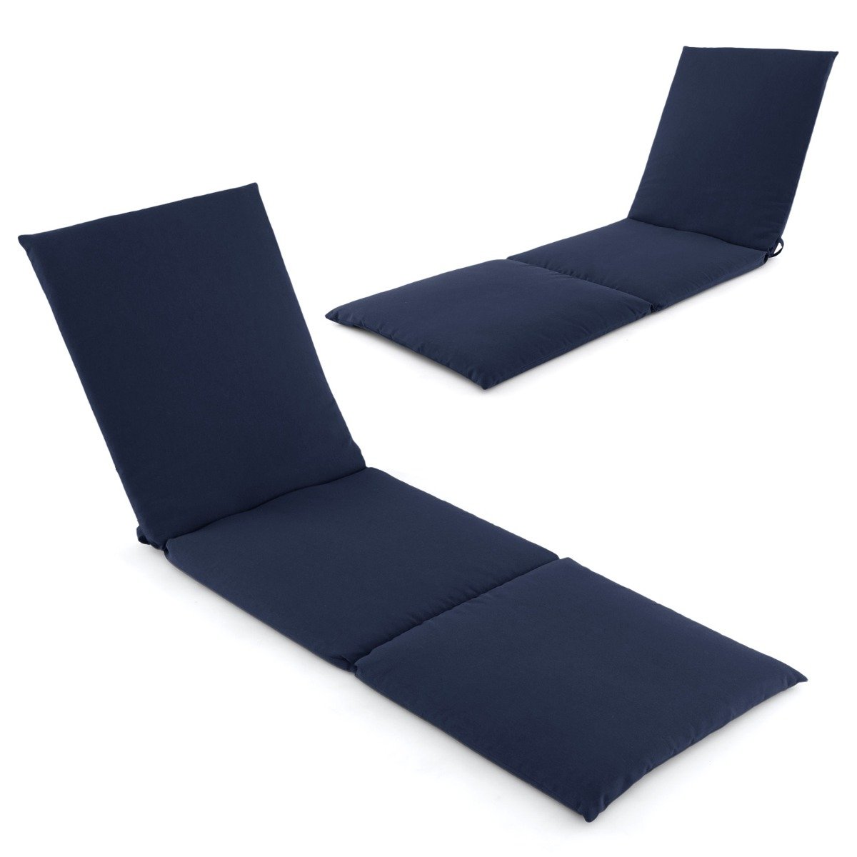 Folding Outdoor Chaise Lounge Cushion Patio Furniture Pad with Straps-Red-1 Piece