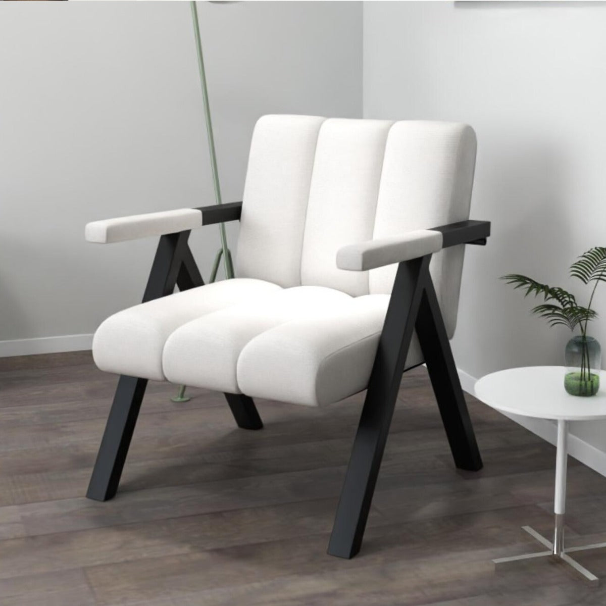 Oversized Accent Chair Upholstered with Metal Frame and Armrests-Grey