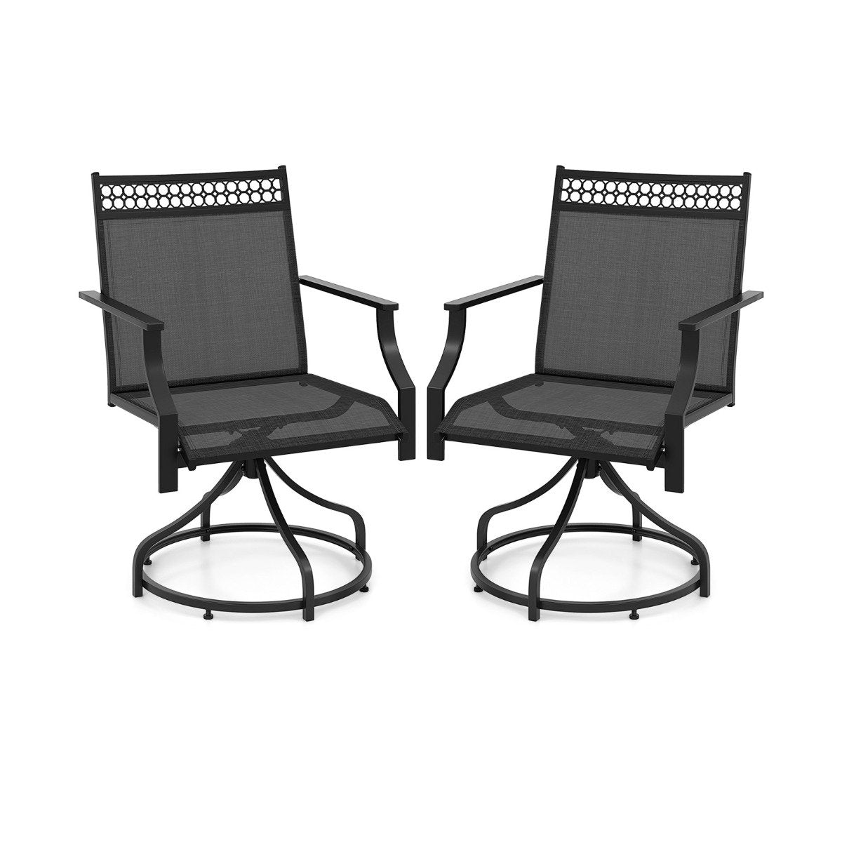 Patio Swivel Dining Chairs Set of 2 with Quick-Drying Fabric-Grey