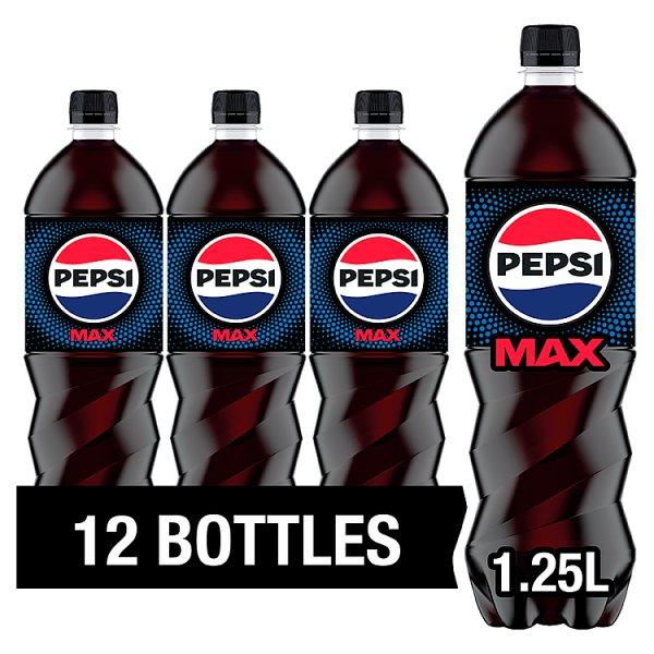 12 x Pepsi Max 1.25L Bottles | Zero Sugar Fizzy Drink | Bulk Pack