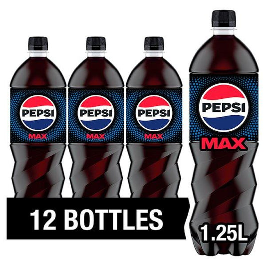 12 x Pepsi Max 1.25L Bottles | Zero Sugar Fizzy Drink | Bulk Pack