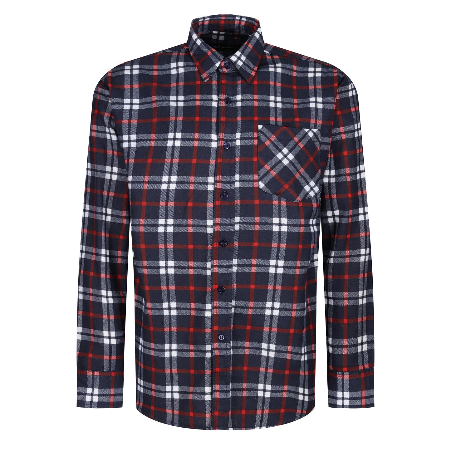 ButtonFresh Brushed Cotton Check Shirt – Long Sleeve | Regular Fit | M–3XL