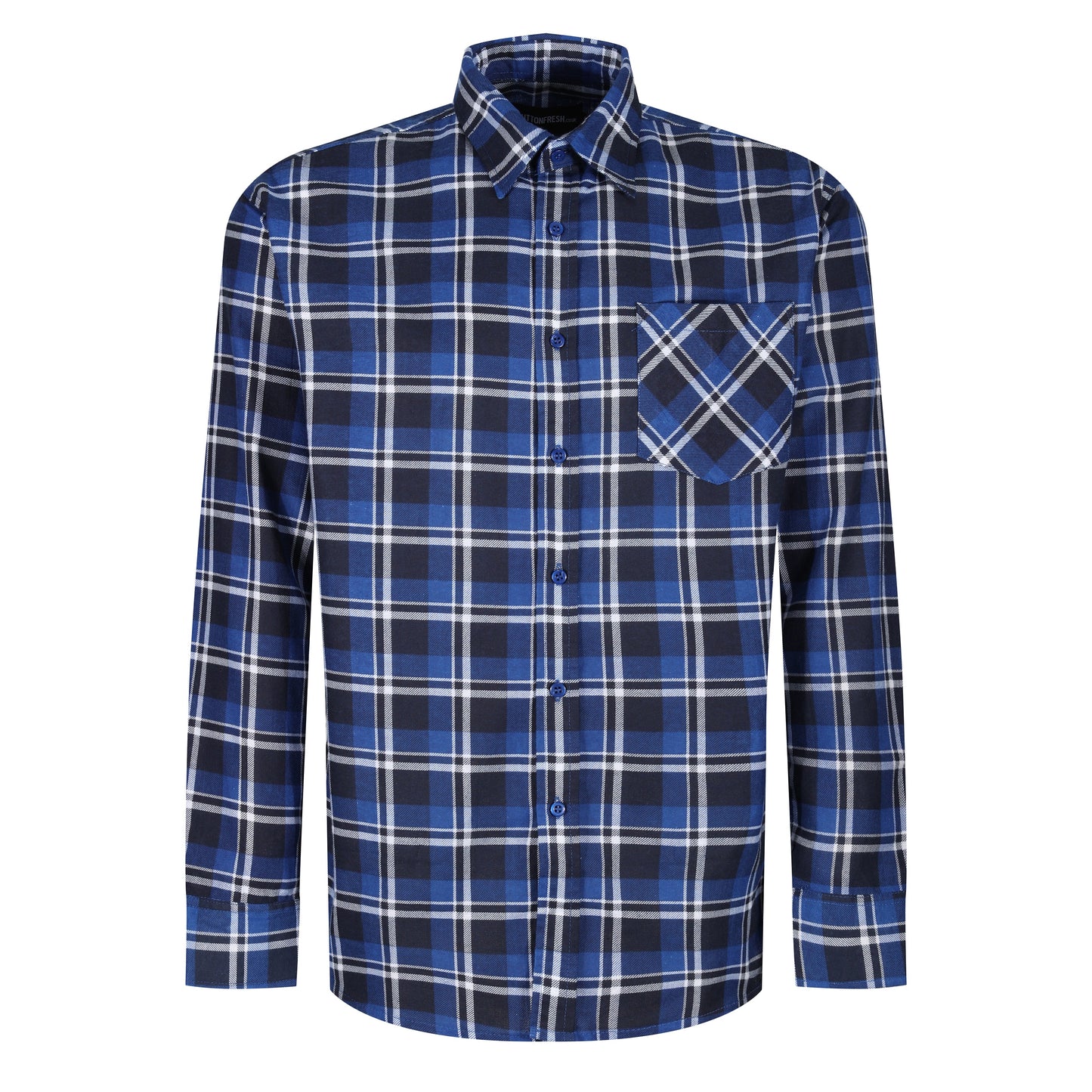 ButtonFresh Brushed Cotton Check Shirt – Long Sleeve | Regular Fit | M–3XL