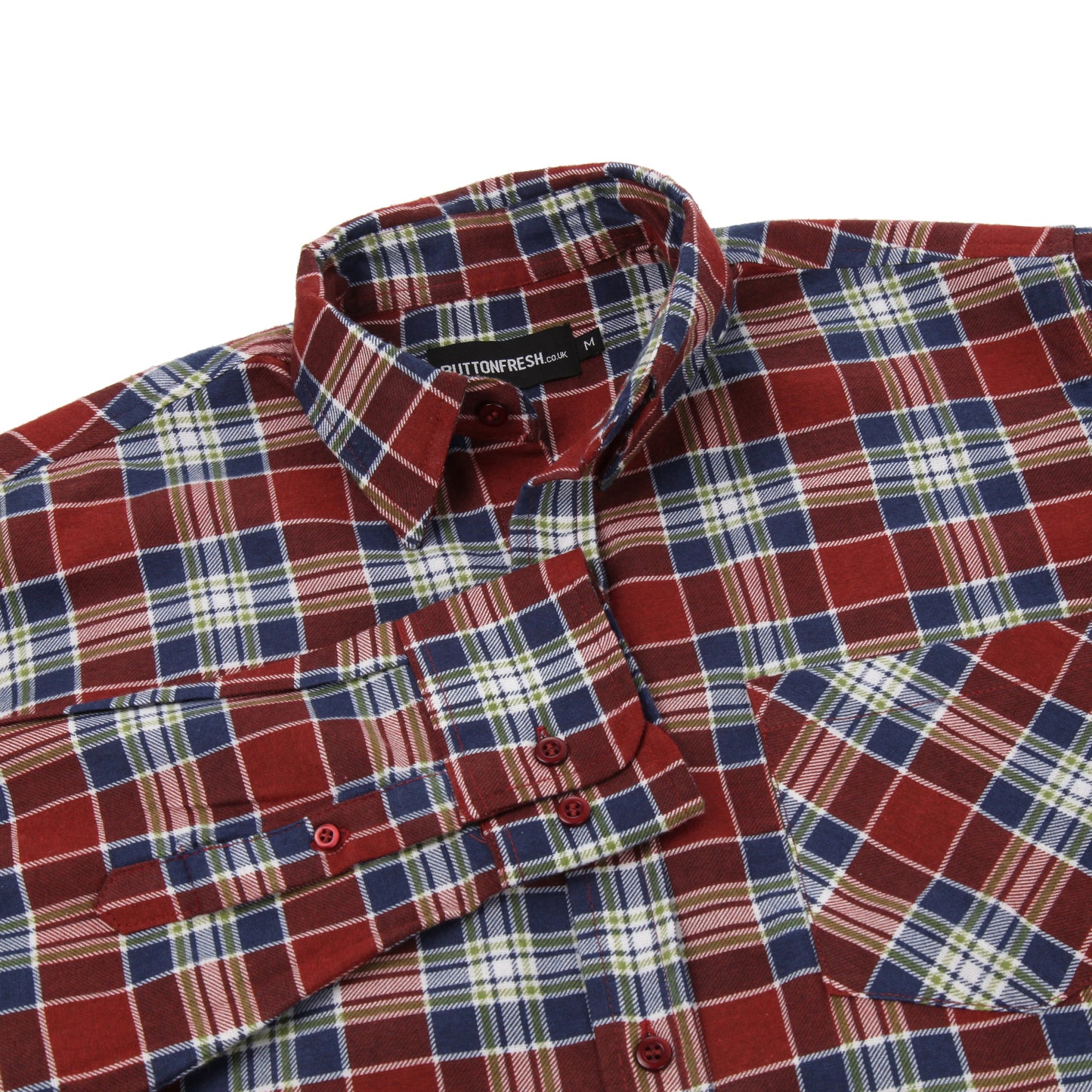 ButtonFresh Brushed Cotton Check Shirt – Long Sleeve | Regular Fit | M–3XL